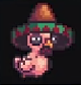 Emberville pixel chicken wearing a sombrero